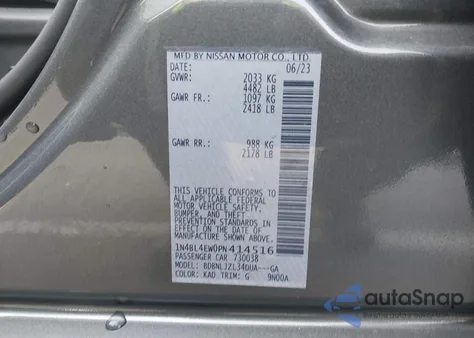 2023 Nissan Altima Sl Intelligent Awd from USA, damaged, VIN 1N4BL4EW0PN414516